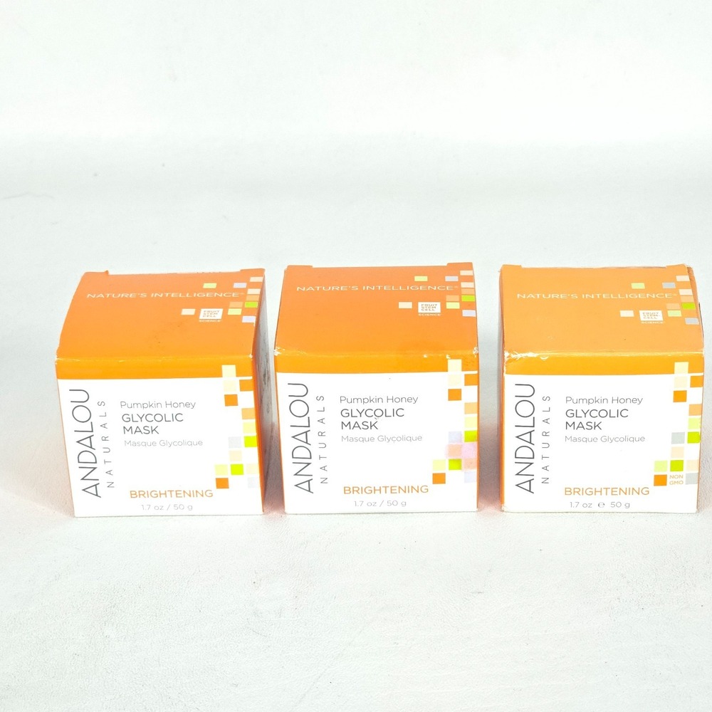 3x Andalou Naturals Pumpkin Honey Glycolic Mask Brightening 1.7oz Vegan Skincare